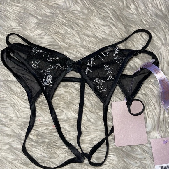 “Dear Diary” open back crotchless black panty - Picture 2 of 7